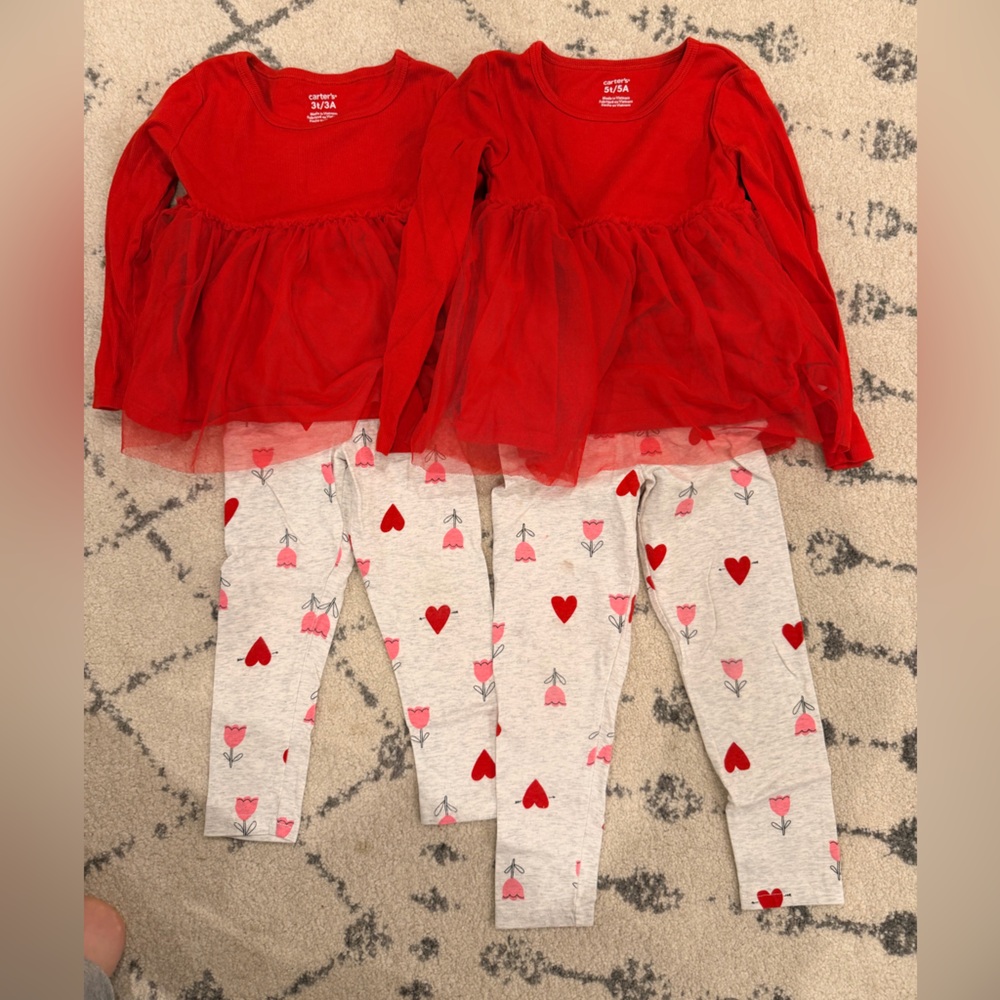Carters Red Tulle Dress and Heart Leggings Set